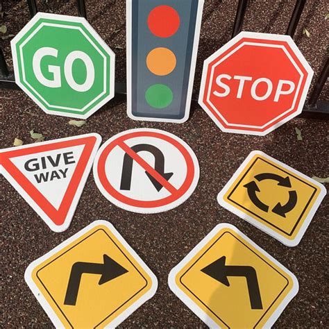Road And Traffic Signs For Children Set Of 7 Early Education Tool