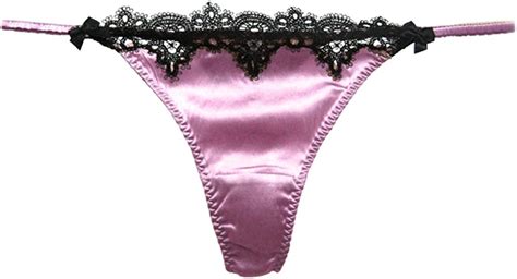 Buy Silriver Womens Silk Satin Thong Panties Lace G String Thong T Back