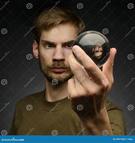 Holding A Crystal Ball Stock Image Image Of Brown Expression 47871825