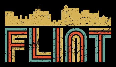 Vintage Retro Flint Michigan Skyline Distressed Look Digital Art By