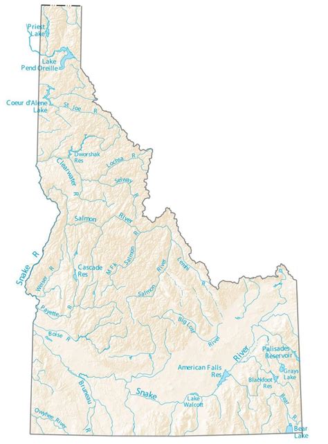 Idaho State Map Places And Landmarks Gis Geography