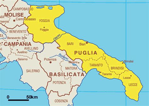 Map Of Apulia Puglia Online Maps And Travel