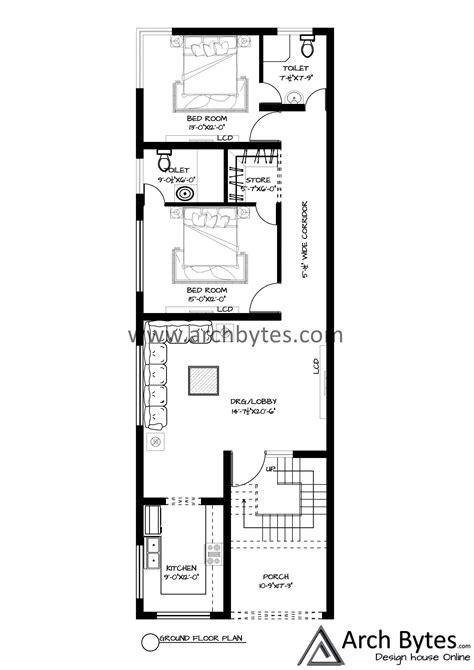 House Plan For 27 X 42 Feet Plot Size 120 Square Yards Gaj Archbytes