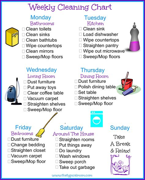 house cleaning schedule weekly cleaning home cleaning schedule printable cleaning chart