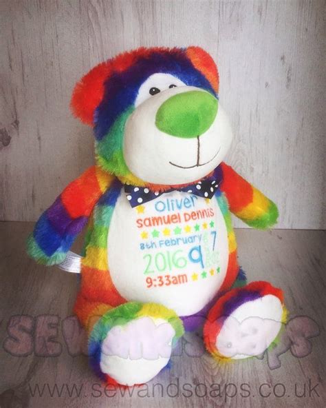 Father's day is the perfect time to show a new dad you care with a unique and useful gift. Personalised rainbow cubbie bear ~ newborn gift ~ rainbow ...