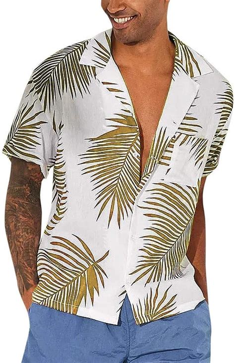 Camisa De Manga Corta De Hombres Hawaii Blusa T Shirt De Verano Moda