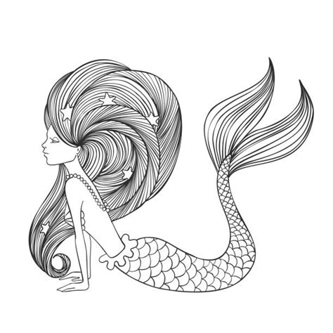 Best Mermaid Line Drawing Illustrations Royalty Free Vector Graphics