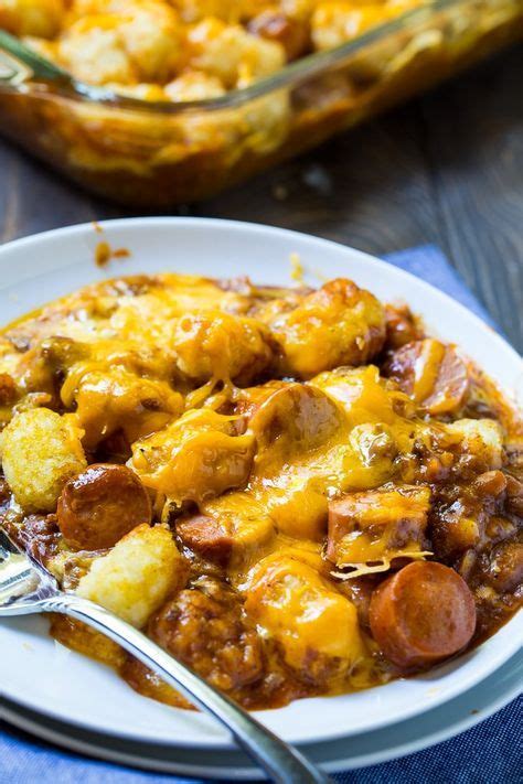 Mix everything but the colby cheese and french's onions in a large bowl (make sure tots are still adding a little cayenne pepper or your favorite hot sauce is good if you like to heat things up a little. Cheesy Hot Dog Tater Tot Casserole | Recipe in 2020 (With ...
