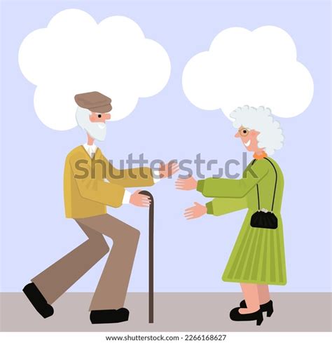 Vector Illustration Old Couple Love Walking Stock Vector Royalty Free