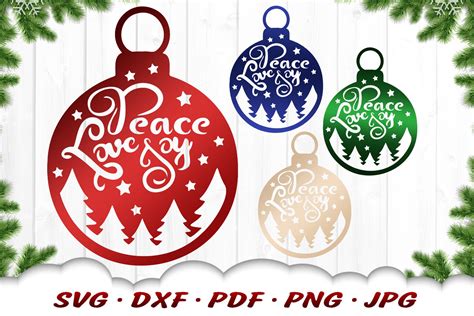 Peace Love Joy Christmas Ornament Svg Christmas Ornament Svg Etsy