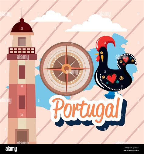 Portugal Lettering With Rooster Stock Vector Image And Art Alamy