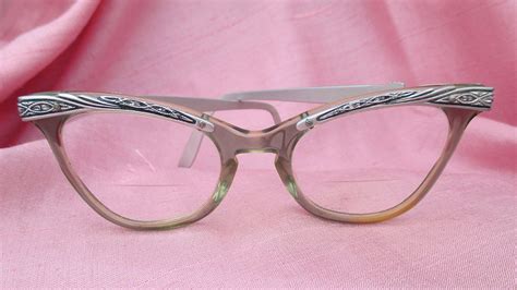 Ornate Vintage 50s Womens Cat Eye Cateye Glasses Metal And Plastic
