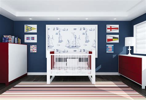 The reversible nursery organizer stores everything from diapers to socks and oneness and is featured in aqua and white whale print with navy and gray and anchor print on the inside. Decorating a nautical kid's bedroom - SheKnows