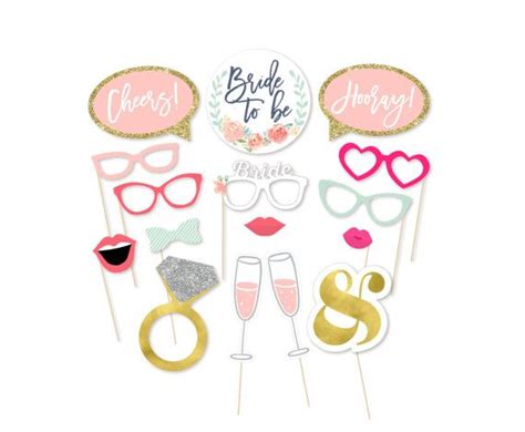 Printable Bridal Shower Photo Booth Props Bride Photobooth Props