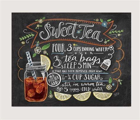 Chalkboard Sign Art Print Sweet Tea Recipe Print Kitchen Etsy Auf
