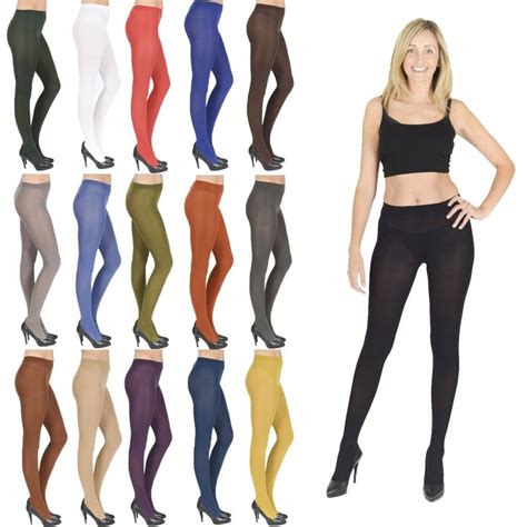 womens opaque tights 40 and 100 denier plus size black nude white v1 ebay