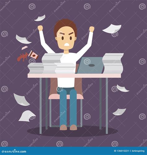 Man Work Late At Night Tired Character Stock Vector Illustration Of
