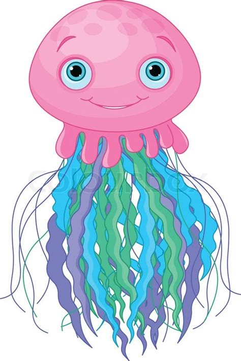 Illustration Of Cute Cartoon Jellyfish Stock Vector Colourbox