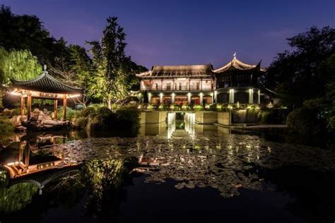 Illuminated Wen Ying Ge Tea House And Pavilion At West Lake Hangzhou