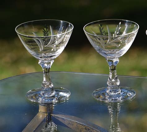 Vintage Etched Crystal Cocktail Glasses Set Of 4 Fostoria Circa 1950 S After Dinner Drinks