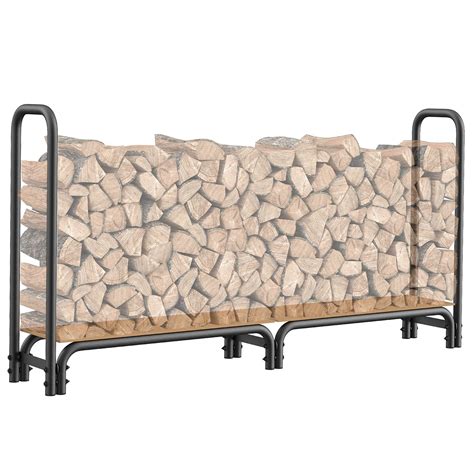 Mr IRONSTONE 8 ft Firewood Rack, Outdoor Wood Rack for Firewood Storage