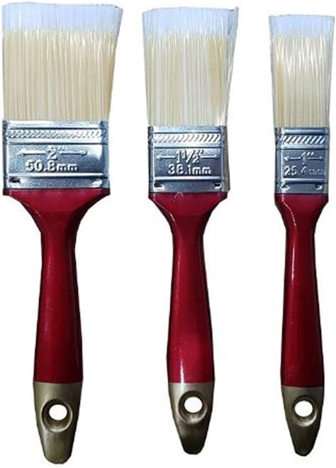 3 Pc Paint Brush Set Best Quality 1 1½ 2 Inch Decorating Gloss Wood