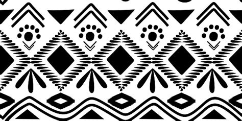 Black And White African Ancient Motif Seamless Pattern Monochrome