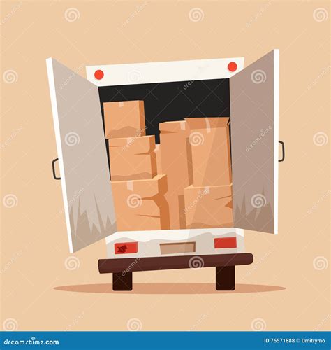 Moving With Boxes Transport Company Cartoon Vector Illustration Stock