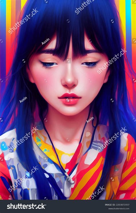 Portrait Beautiful Anime Girl Avatar Computer Stock Illustration 2203871937 Shutterstock