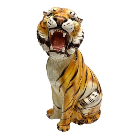 1960s Large Italian Ceramic Bengal Tiger Sculpture Sculpture African