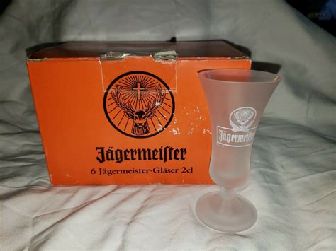 Jagermeister Tulip Frosted Shot Glasses Set Of 6 New In Box Rare