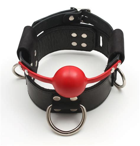 Mr S Leather Deluxe Ball Gag Slave Collar Large Red Ball