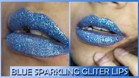 Blue Sparkling Glitter Lip Tutorial Youtube