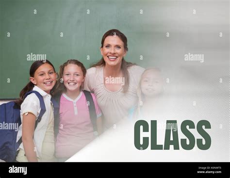 Digital Composite Of Class Text And Teacher With Class Stock Photo Alamy