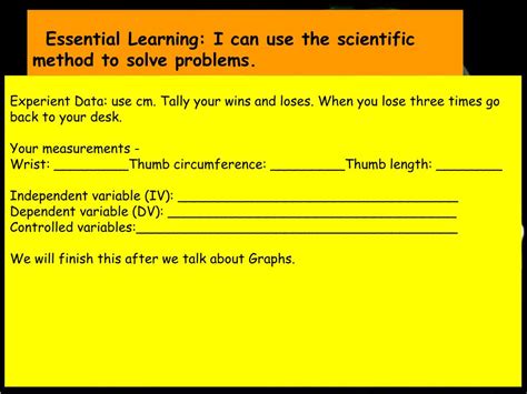 Ppt Essential Learning I Can Use The Scientific Method To Solve Problems Powerpoint