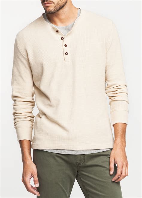 Mango Ribbed Cotton Henley Tshirt In Natural For Men Lyst