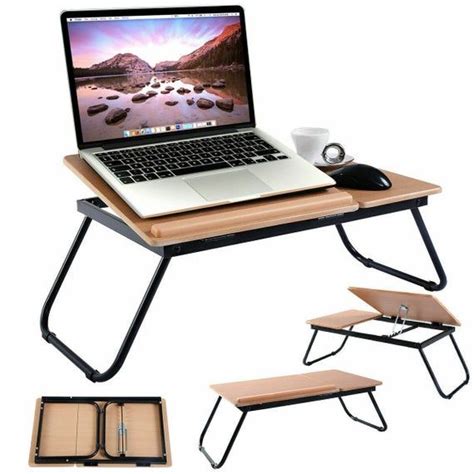 Portable Foldable Laptop Notebook Pc Desk Table Adjustable Steel Stand