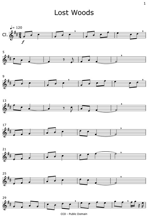 Lost Woods Sheet Music For Clarinet
