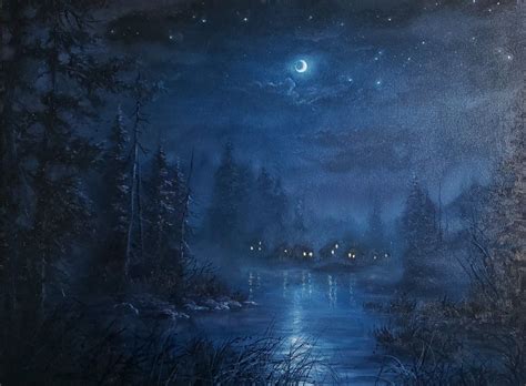 How To Paint A Realistic Night Landscape In Oils In 2021 Night