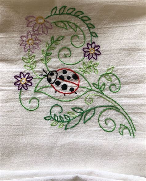 Set Of 7 Hand Embroidered Kitchen Towels With Beautiful Etsy