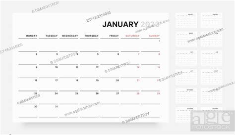 Monthly Calendar Template For 2023 Year Week Starts On Monday Stock