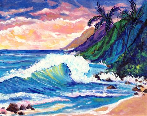 Kauai Art Print Hawaii Art Na Pali Coast Kauai Kauai Painting Kauai