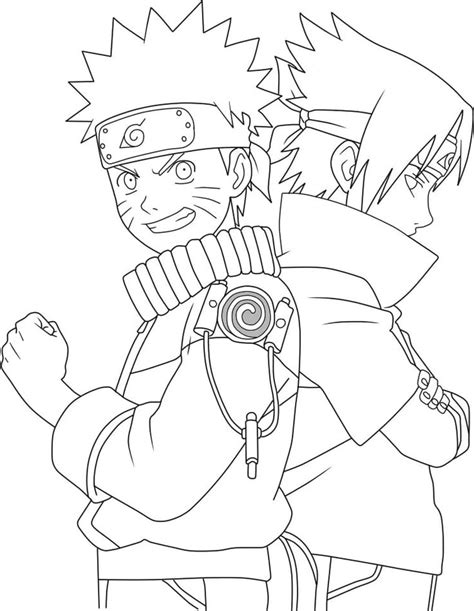 Naruto And Sashirt Coloring Page From The Cartoon Naruto With Their