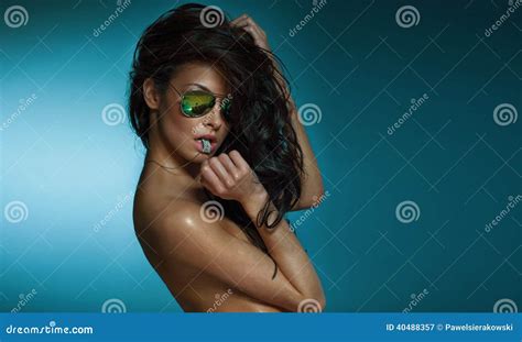 Portrait Of Brunette Lady In Sunglasses Stock Image Image Of Glamour
