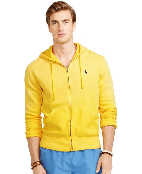 Polo Ralph Lauren Full Zip Fleece Hoodie In Yellow For Men Lyst