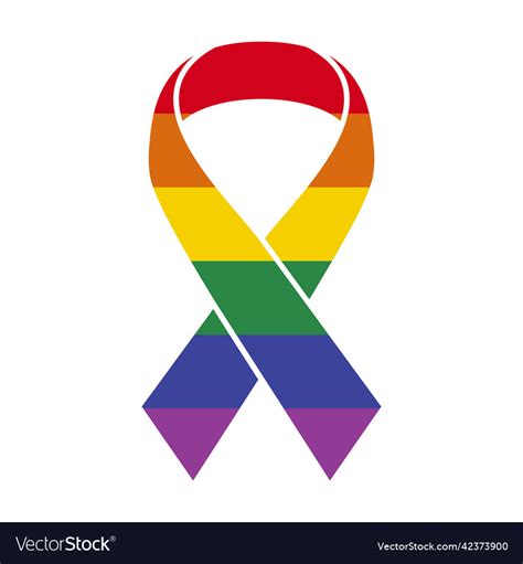 lgbt rainbow pride flag awareness ribbon icon vector image
