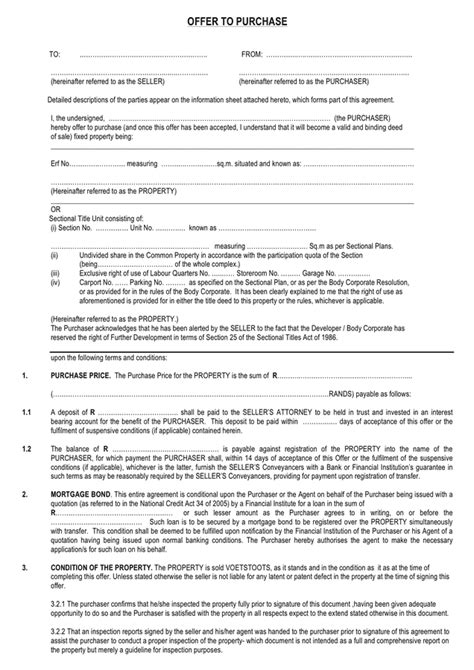 offer  purchase real estate form   documents