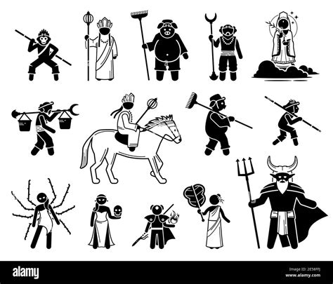 Journey To The West Characters Icons Set Vector Illustrations Of