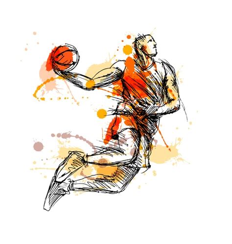 1316 Basketball Player Jumping Sketch Royalty Free Images Stock