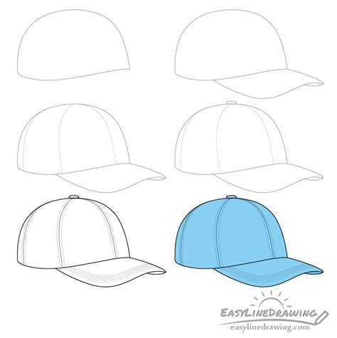 How To Draw A Baseball Cap Step By Step Easylinedrawing